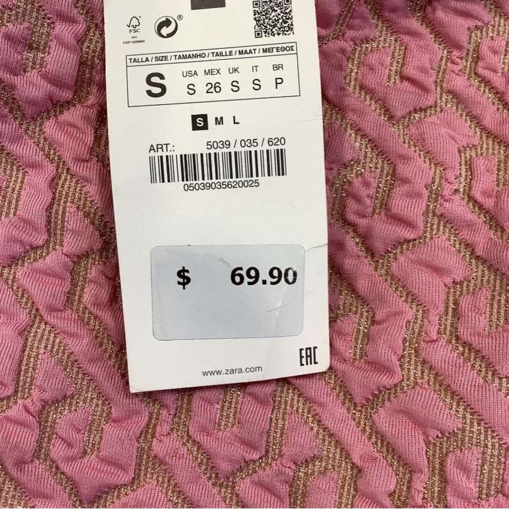 NWT ZARA Women's Pink Round Neck Sleeveless Rhinestone Bodycon Dress Sz S 💗💓 - Picture 5 of 6